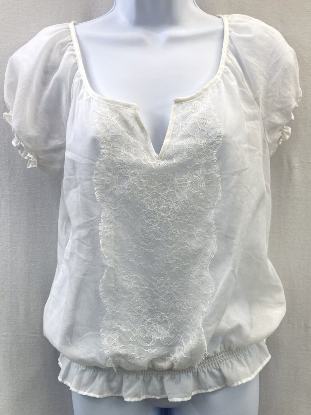 Candie's Woman's White Peasant Blouse - Size Small
